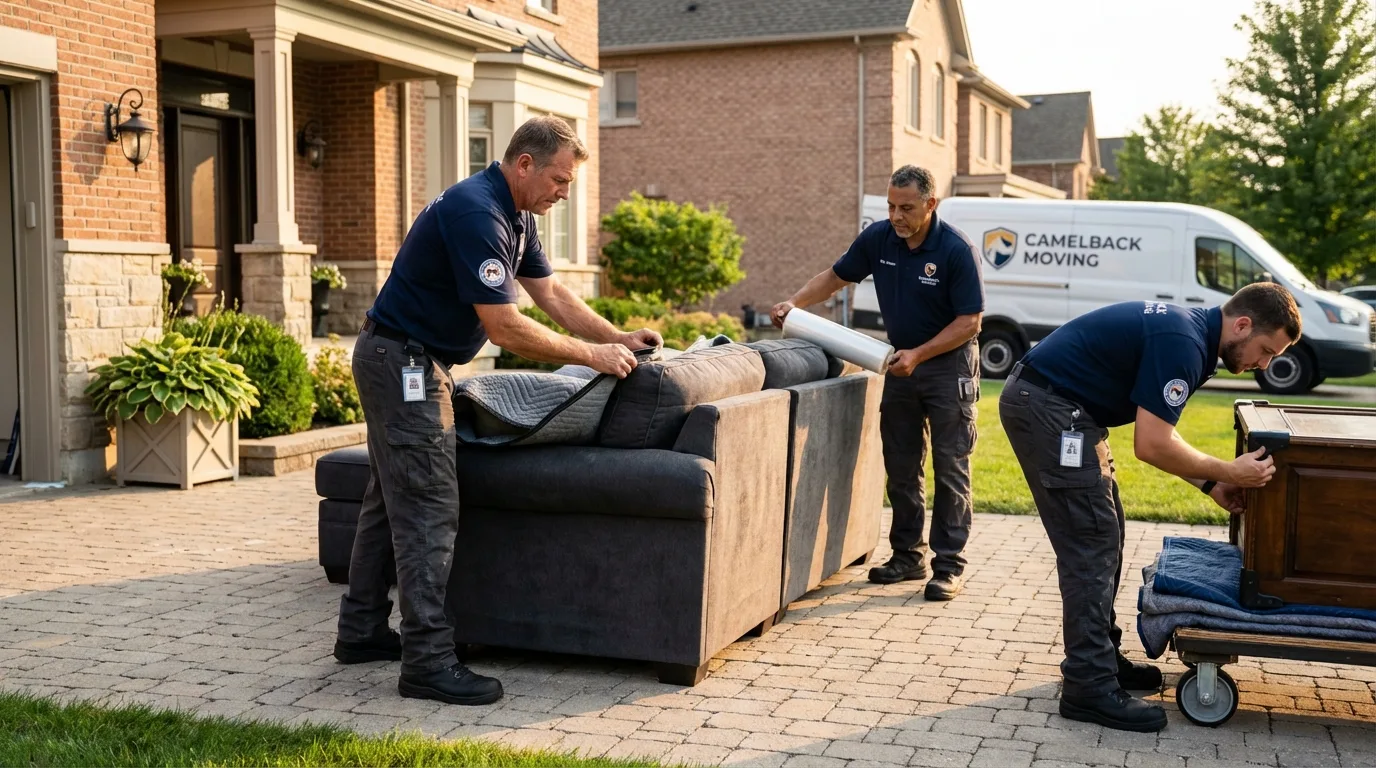 Large estate moving crew wrapping furniture in Greenville, NY